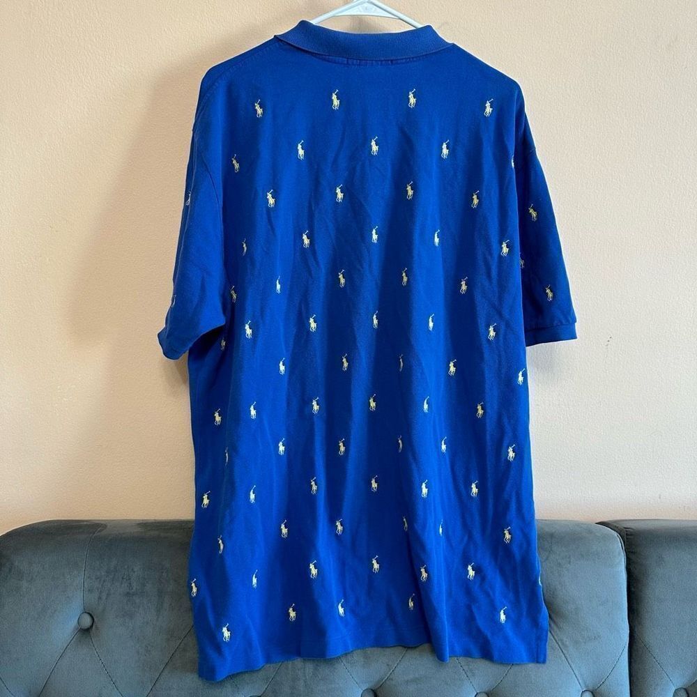 Polo men’s Sz XXL all over print shirt blue (i35) - Picture 3 of 5